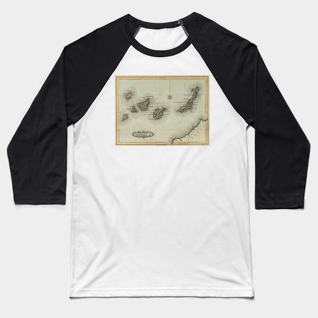 Vintage Map of The Canary Islands (1823) Baseball T-Shirt by Bravuramedia